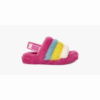 Chinelos UGG Fluff Yeah Rainbow Criança Multicoloridas | PT-OVZWL